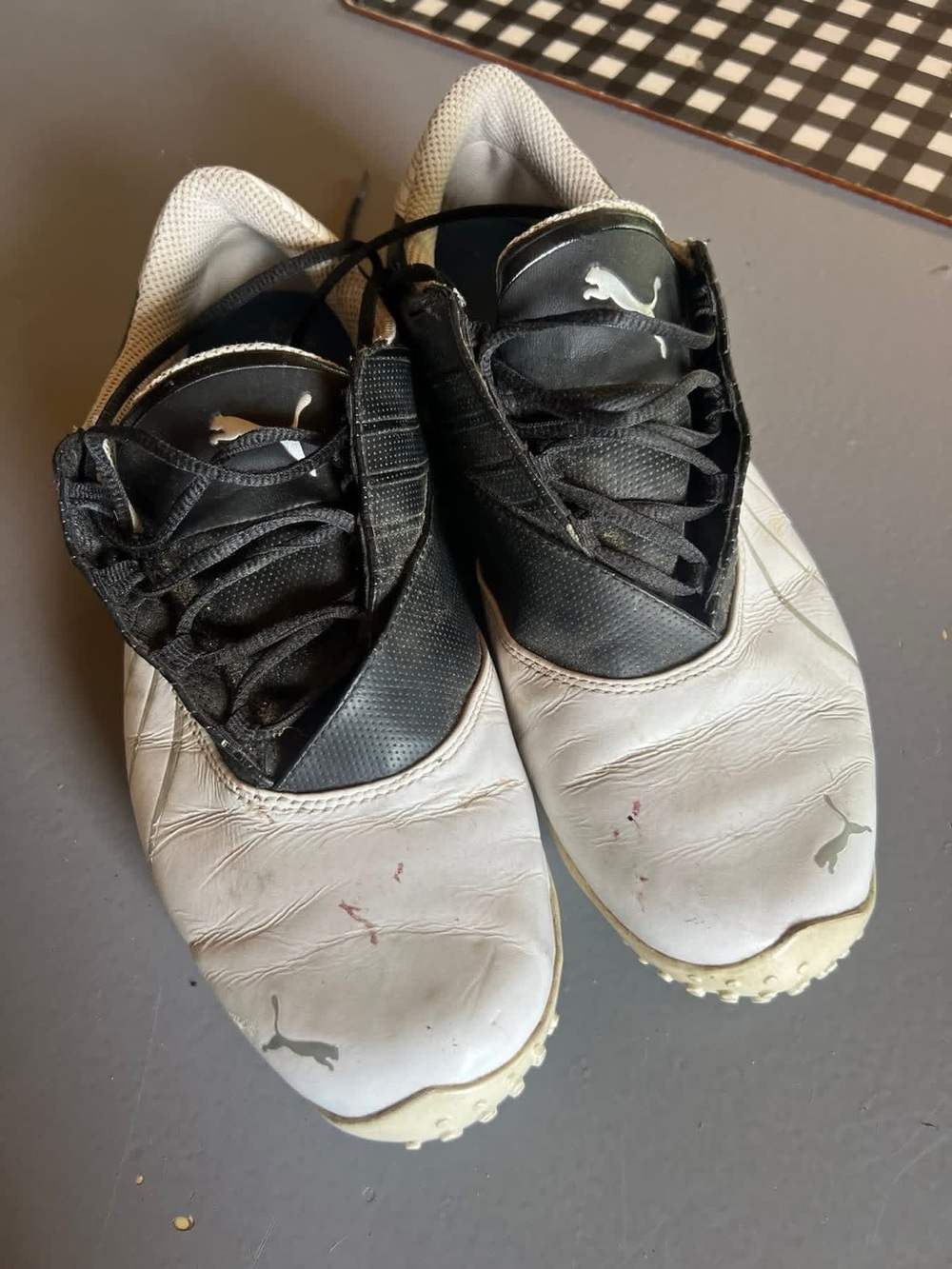 Puma Golf shoes. Mens 9. Missing one cleat thing. Well loved!